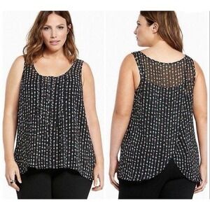 Torrid Size 4 Plus Size Arrow Print Tank Top Chiffon Boho Festival Blouse